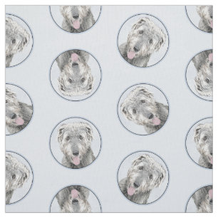 Tissu Irish Wolfhound Painting Grey Original Chien Art