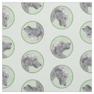 Tissu Irish Wolfhound Painting Grey Original Chien Art