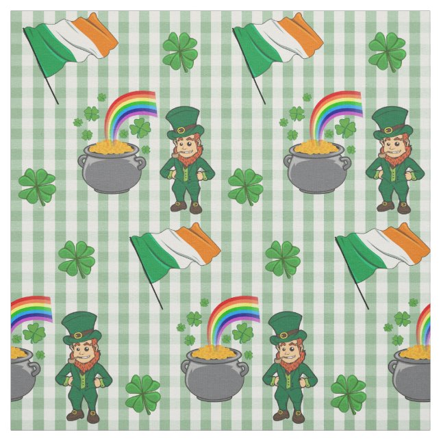 Tissu Irlandais Leprechaun Rainbow Pot Of Gold Fun Drape (Échantillon)