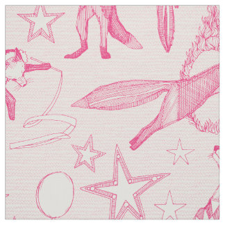 Tissu ivoire rose cirque foxy