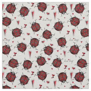 Tissu Ivory Linen LoveBug Ladybug Motif d'illustration