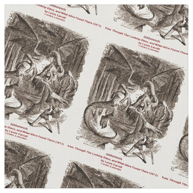 Tissu Jabberwock de Lewis Carroll à travers le miroir (Fermer)