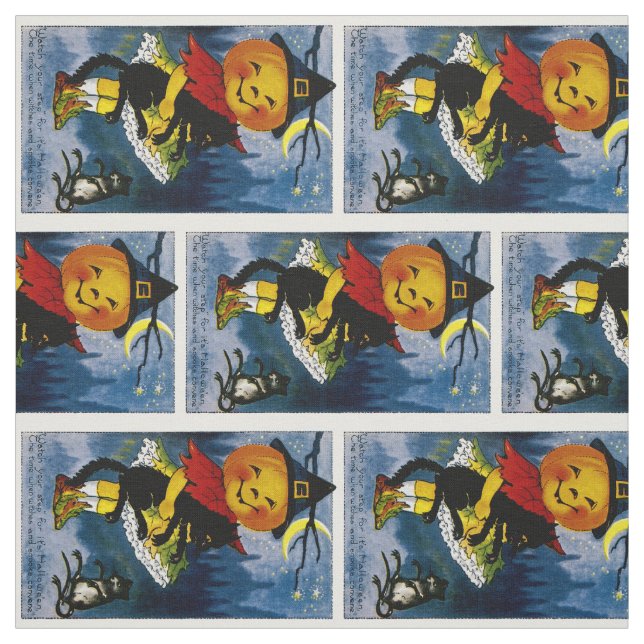 Tissu Jack o'Lantern sorcière (Échantillon)