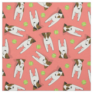 Tissu Jack Russell chiens avec balles de tennis corail T