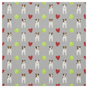 Tissu Jack Russell chiens et coeurs rouges gris clair