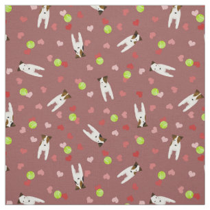 Tissu Jack Russell Terriers balles de tennis coeur motif