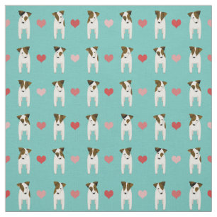Tissu Jack Russell Terriers coeur léger turquoise toute 