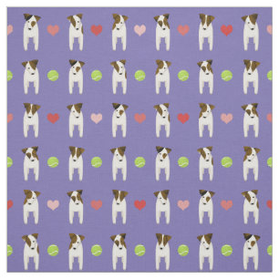 Tissu Jack Russells coeurs tennis balls periwinkle