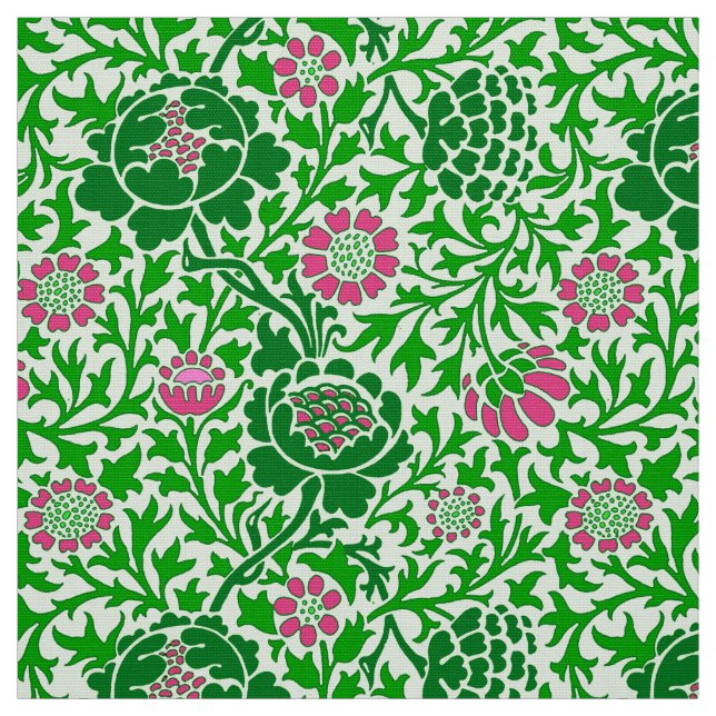 Tissu Jacobean Floral, Emerald et Lime Green (Échantillon)
