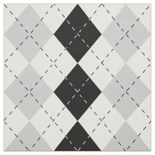 Tissu Jacquard blanc et gris noir