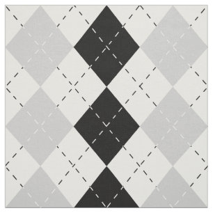 Tissu Jacquard blanc et gris noir