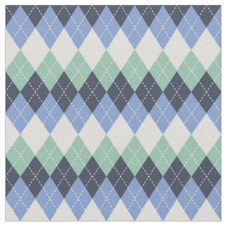 Tissu Jacquard bleu et vert et gris