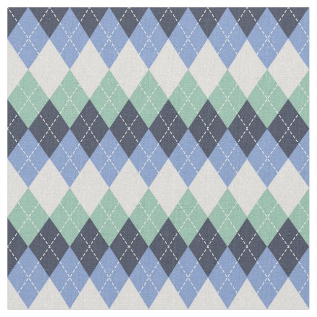 Tissu Jacquard bleu et vert et gris (Fermer)