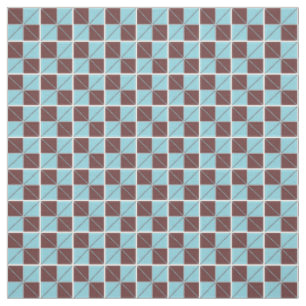 Tissu Jacquard Checks Bleu et Brown
