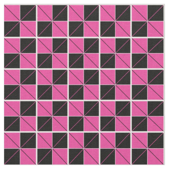 Tissu Jacquard Checks rose et noir (Fermer)