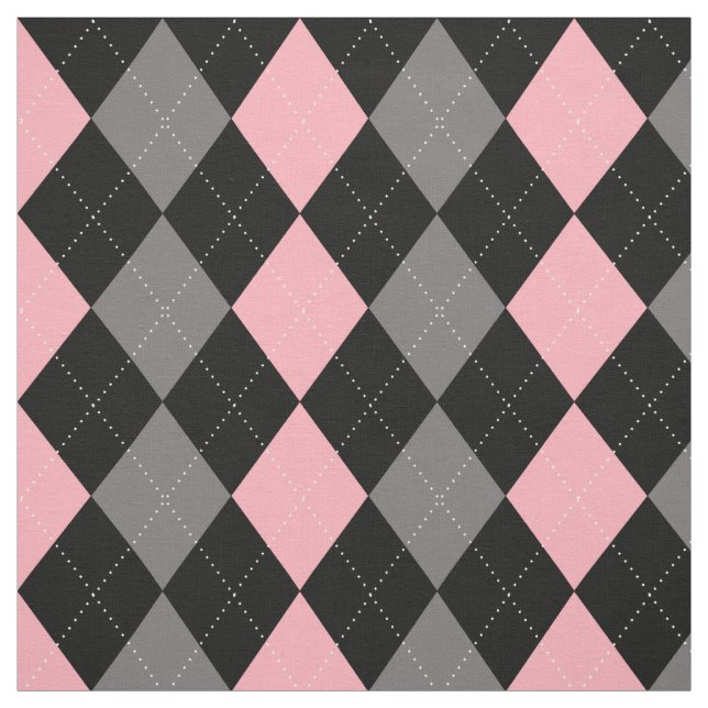 Tissu Jacquard gris noir rose rétro (Échantillon)