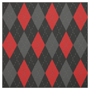 Tissu Jacquard gris-rouge noir