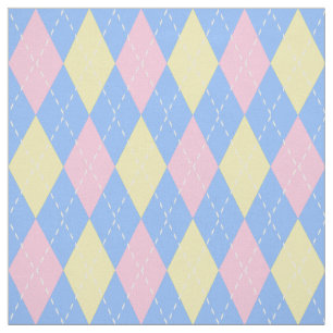 Tissu Jacquard jaune bleu pastel Motif