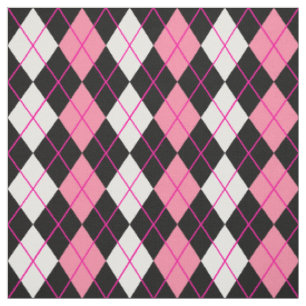 Tissu Jacquard rose noir blanc Diamant Design
