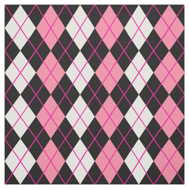 Tissu Jacquard rose noir blanc Diamant Design (Échantillon)