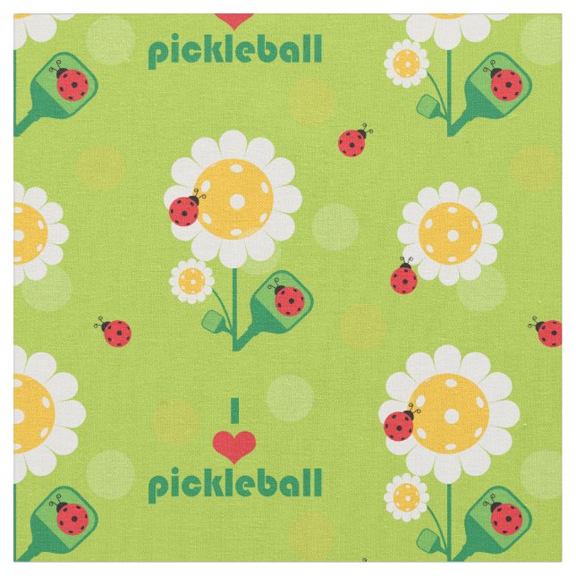Tissu J'adore le pickleball avec les coccinelles, taille (Fermer)