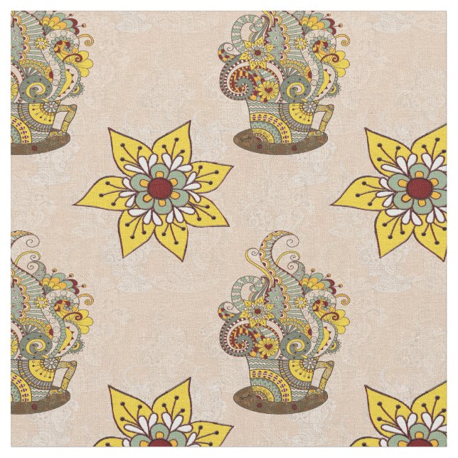 Tissu J'adore modèle de broderie de café (Fermer)