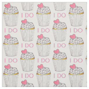 Tissu J'AI Pink White Heart Cupcake Mariage Cake Love
