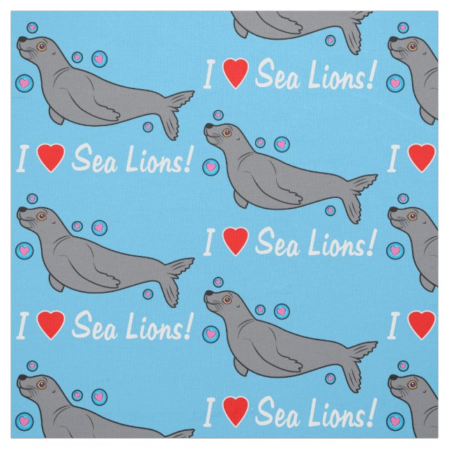 Tissu J'aime des otaries ! (Échantillon)