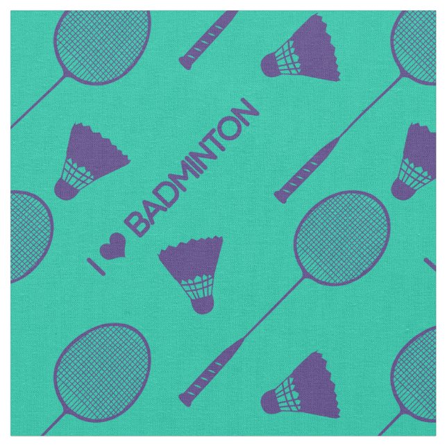 Tissu J'aime le badminton sur minty green (Fermer)