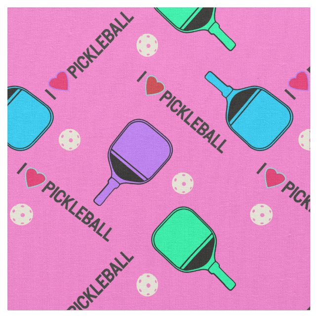 Tissu J'aime le rose pastel du pickleball (Fermer)