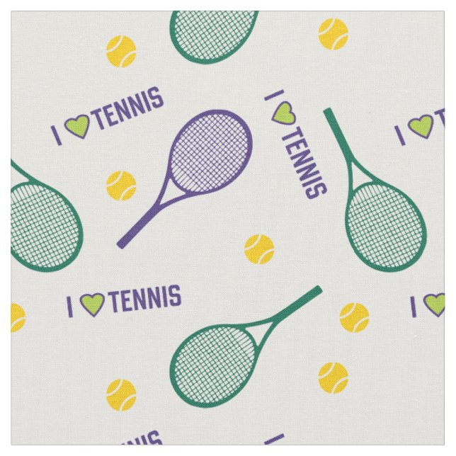 Tissu J'aime le tennis en blanc 2 (Fermer)