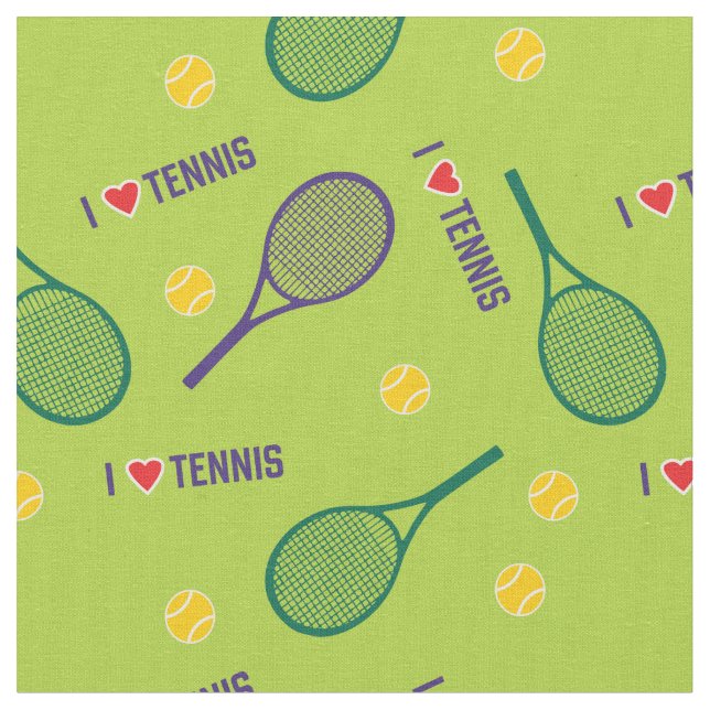Tissu J'aime le tennis sur le vert frais (Fermer)