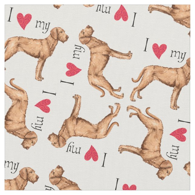 Tissu J'aime ma À poils durs Vizsla (Fermer)