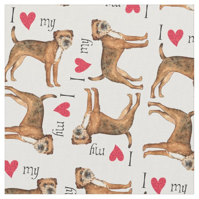 Tissu J'aime ma frontière Terrier (Fermer)