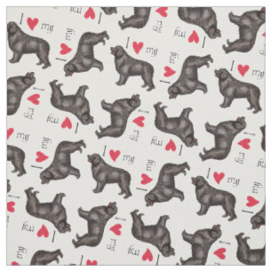 Tissu J'aime ma Terre-Neuve