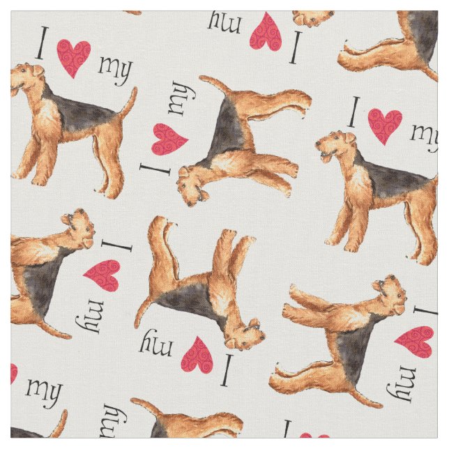 Tissu J'aime mon Airedale (Fermer)