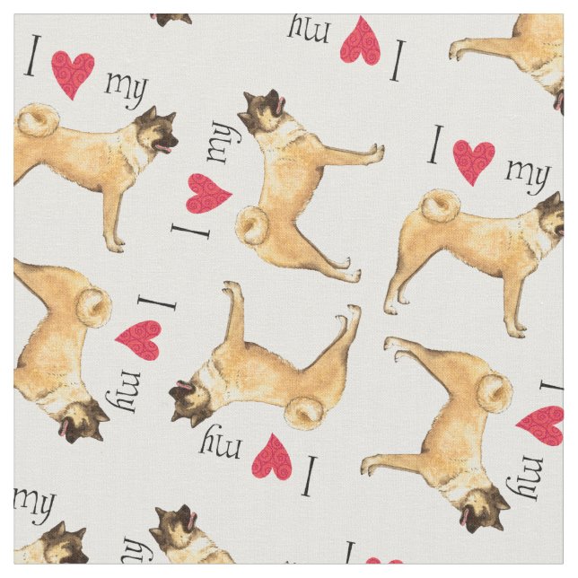 Tissu J'aime mon Akita (Fermer)