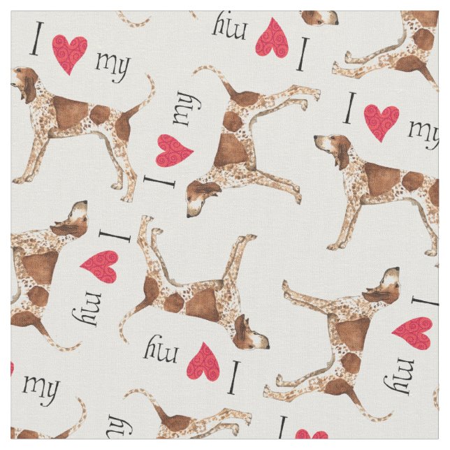 Tissu J'aime mon American English Coonhound (Fermer)
