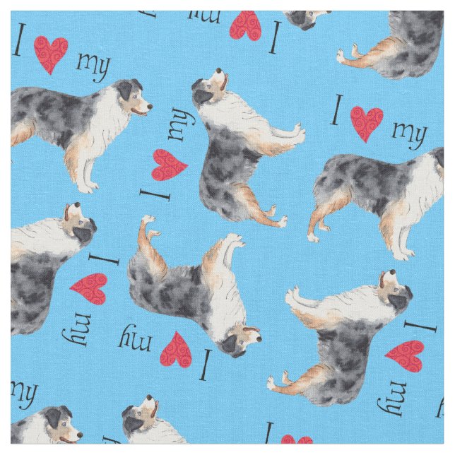Tissu J'aime mon Australien (Fermer)