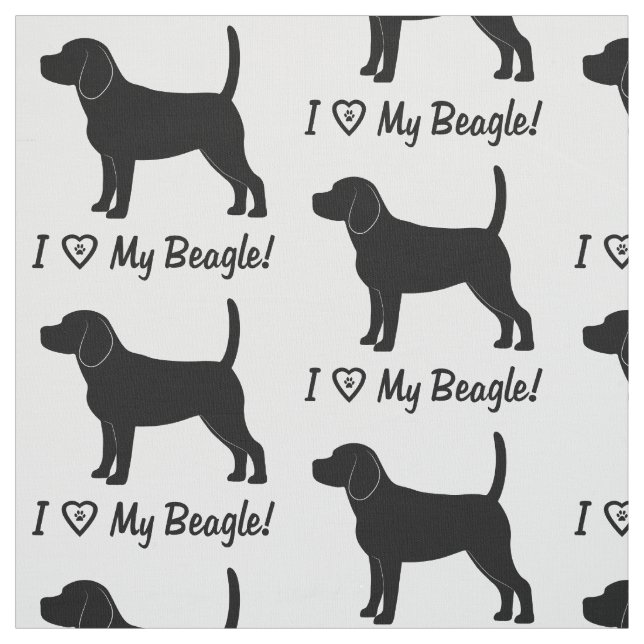 Tissu J'aime mon beagle (Échantillon)
