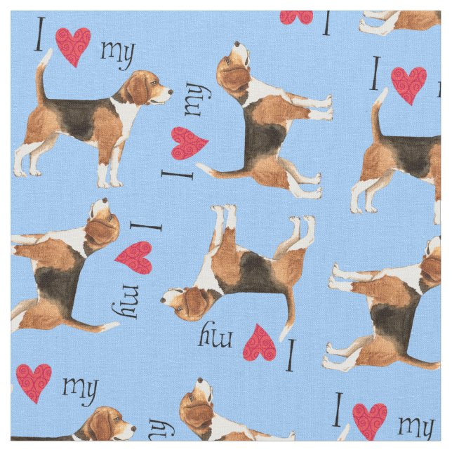 Tissu J'aime mon Beagle (Fermer)