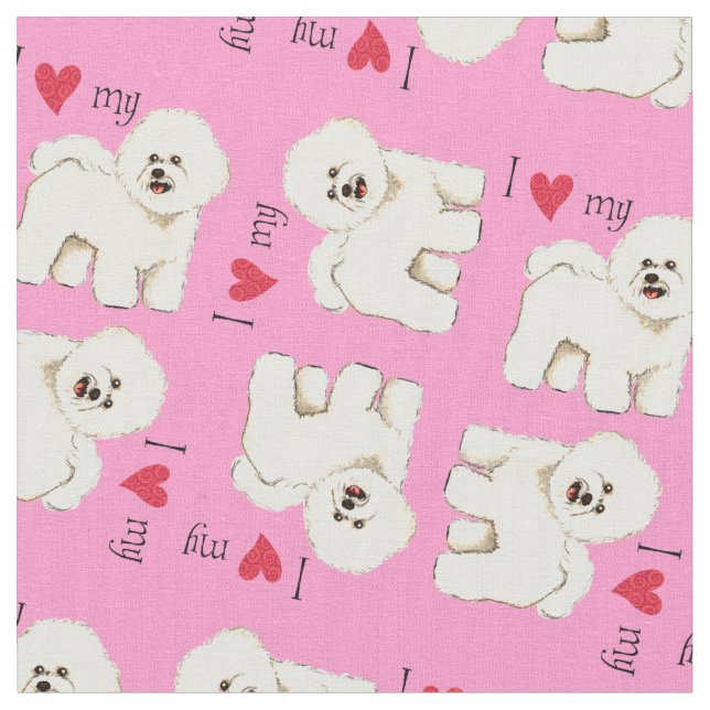 Tissu J'aime mon Bichon (Fermer)