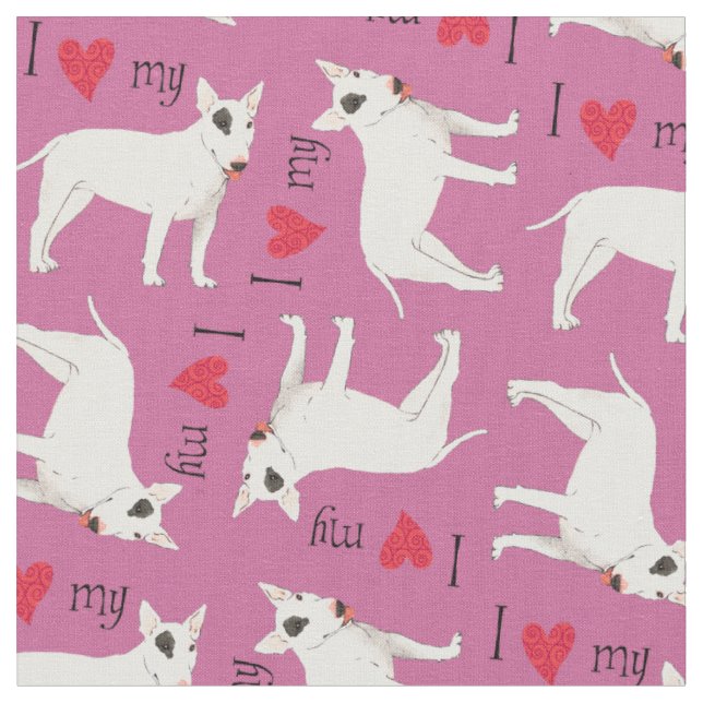 Tissu J'aime mon Bull Terrier (Fermer)