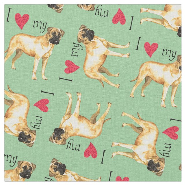 Tissu J'aime mon Bullmastiff (Fermer)