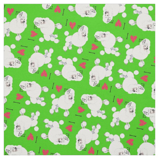 Tissu J'aime mon caniche (Échantillon)