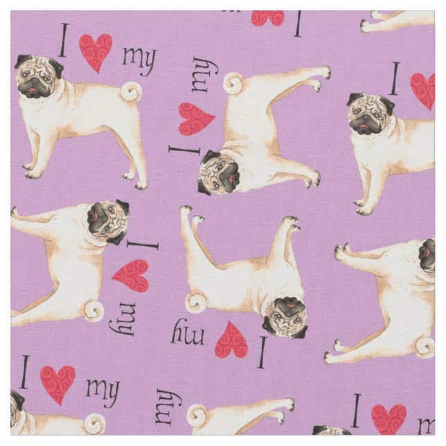 Tissu J'aime mon Carlin (Fermer)