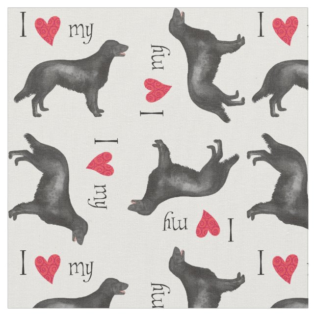 Tissu J'aime mon chien d'arrêt Plat-Enduit (Fermer)