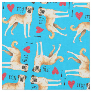 Tissu J'aime mon chien de berger anatolien