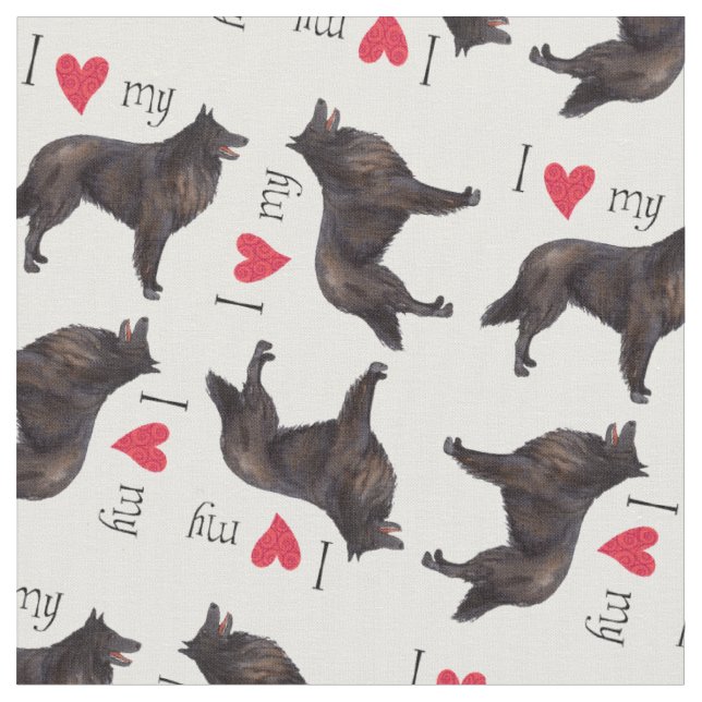 Tissu J'aime mon chien de berger belge (Fermer)