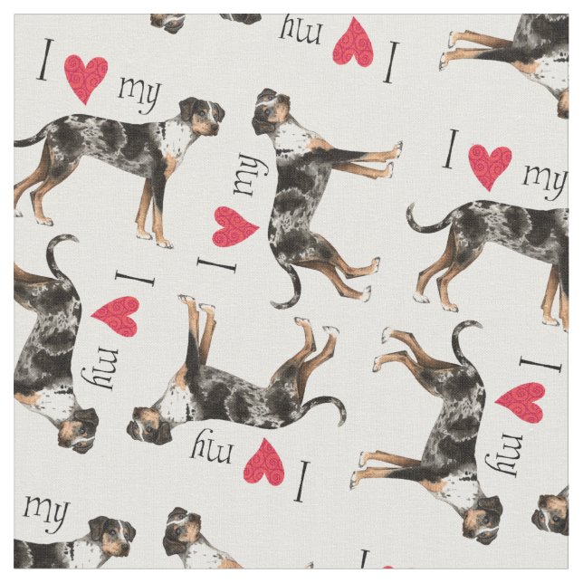 Tissu J'aime mon chien de léopard de Catahoula (Fermer)